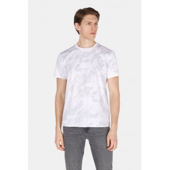 Tricou din bumbac cu decolteu la baza gatului