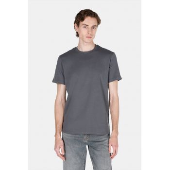 Tricou regular fit din bumbac cu decolteu la baza gatului