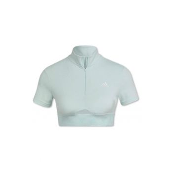 Tricou sport femei -  Crop Zip - verde - poliester reciclat -