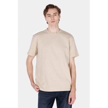 Tricou texturat cu decolteu la baza gatului