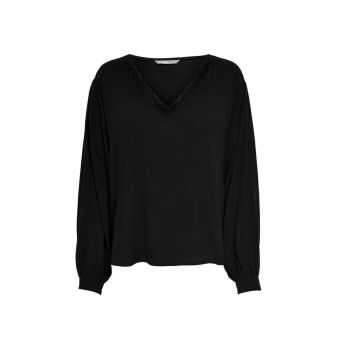 Bluza dama  neagra - 100% viscoza - decolteu in V - maneca lunga