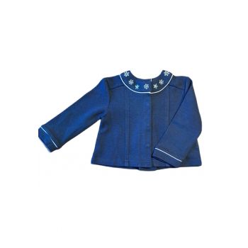 Cardigan copii  bleumarin - 61% bumbac - 37% viscoza - 2% elastan - cu guler rotund - maneci lungi -