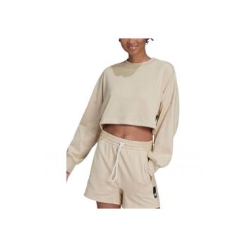 Hanorac sport dama  supradimensionat - bej - bumbac si poliester -