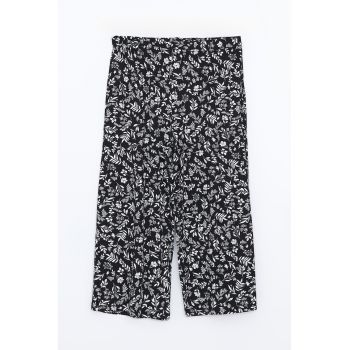 Pantaloni capri drepti cu imprimeu