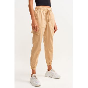 Pantaloni crop cargo - Bej -
