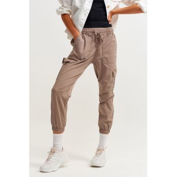Pantaloni crop cargo - Maro taupe -
