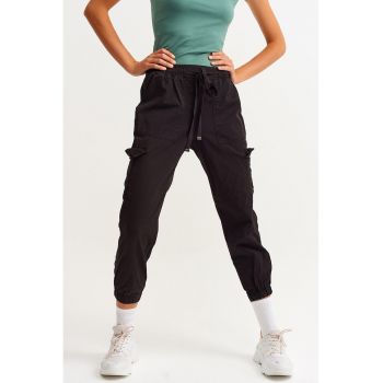 Pantaloni crop cargo - Negru -