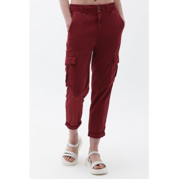 Pantaloni crop cargo - Visiniu -