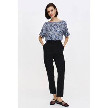 Pantaloni crop conici cu talie inalta