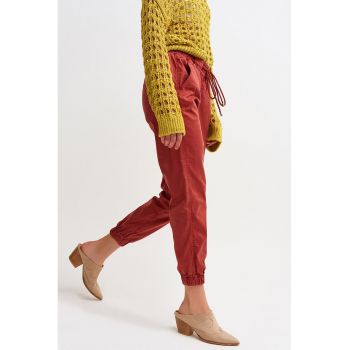 Pantaloni crop din amestec de lyocell cu snur de ajustare