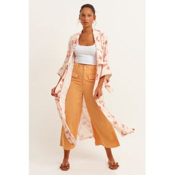 Pantaloni crop din lyocell cu croiala ampla