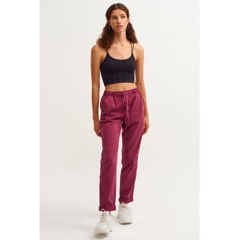 Pantaloni de lyocell si bumbac cu snur in talie