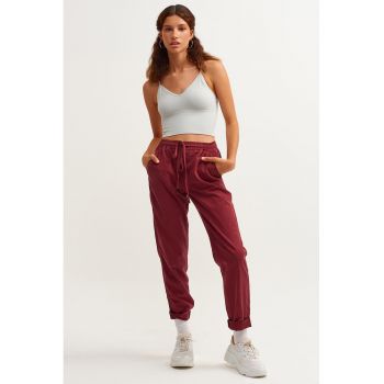 Pantaloni de lyocell si bumbac cu snur in talie