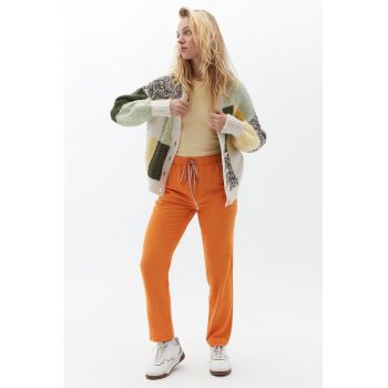 Pantaloni drepti crop cu snur de ajustare