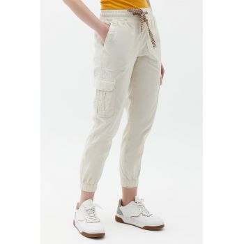 Pantaloni jogger crop cargo - Alb murdar -