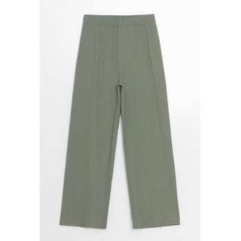 Pantaloni texturati cu talie elastica