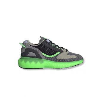 Pantofi sport copii  ZX 5K Boost - gri - material textil - talpa cauciuc - sistem de inchidere cu sireturi -