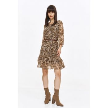 Rochie cu animal print si maneci medii