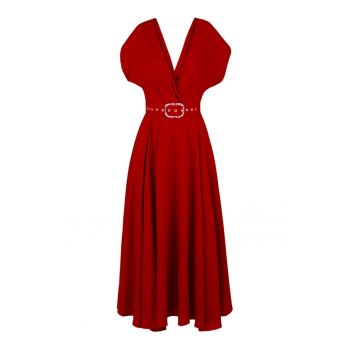 Rochie din amestec de in cu decolteu cache-coeur Ischia