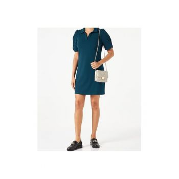 Rochie mini  albastru - poliester - maneci scurte - fara model -