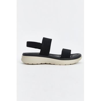 Sandale din material textil si piele ecologica - cu talpa plata