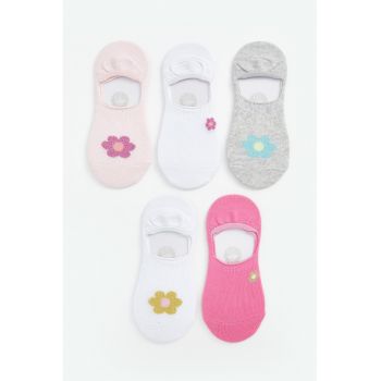 Set de sosete foarte scurte cu model floral - 5 Perechi