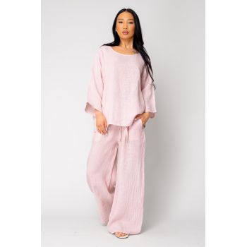 Set Kalie Bluza si Pantalon lung din 100% in Pink 15905