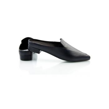 Slapi dama  piele naturala - albastru marin - stil slip-on - confortabili -
