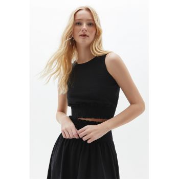Top crop cu talie elastica