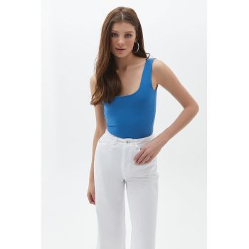 Top cu decolteu patrat - Albastru royal -