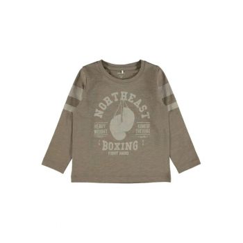 Tricou baieti  maneca lunga - imprimeu - bumbac - maro
