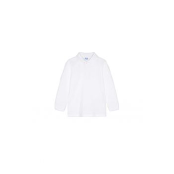 Tricou copii -  polo - maneca lunga - alb - bumbac -