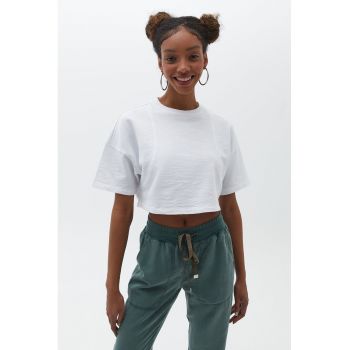 Tricou crop cu maneci cazute