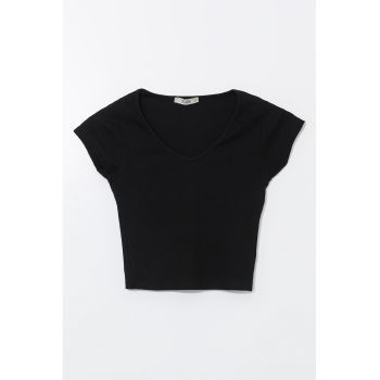 Tricou crop din amestec de bumbac