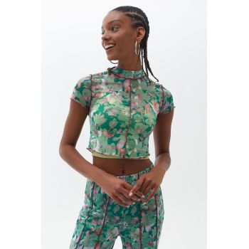 Tricou crop din plasa
