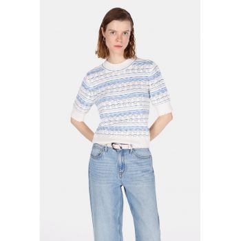 Tricou crosetat cu guler scurt
