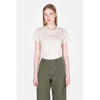 Tricou de bumbac cu decolteu la baza gatului