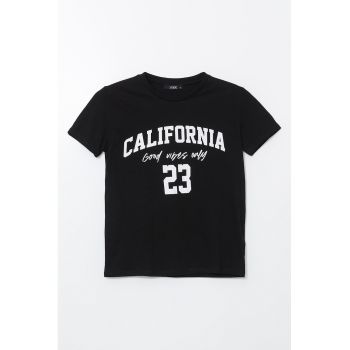 Tricou de bumbac cu imprimeu text