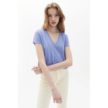 Tricou lejer din amestec de modal cu decolteu in V