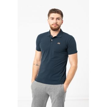 Tricou polo slim fit din material pique