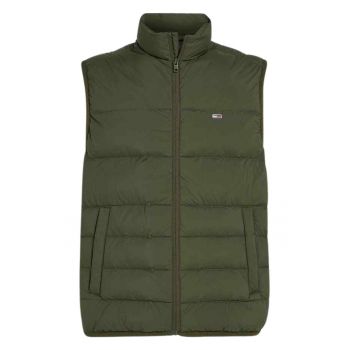 Vesta pentru barbati Tommy Jeans - puf si pene - verde - poliamida -