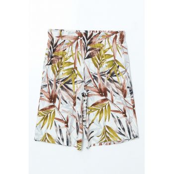 Bermude cu model floral si talie elastica