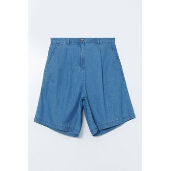 Bermude din denim cu talie inalta