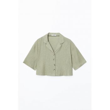 Camasa crop cu decolteu in V