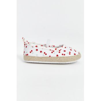Espadrile Mary Jane cu imprimeu cu cirese