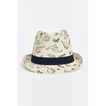 Palarie Fedora cu imprimeu cu dinozauri