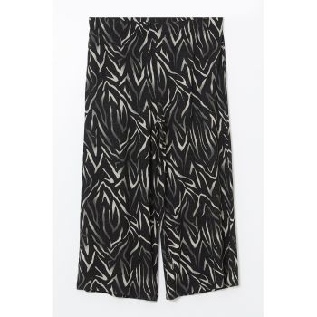 Pantaloni capri drepti cu imprimeu