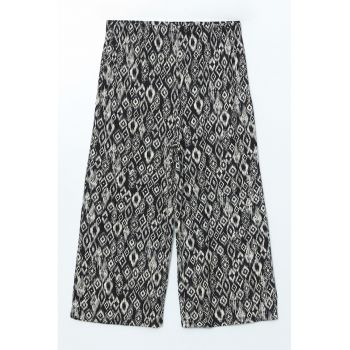 Pantaloni capri drepti cu imprimeu
