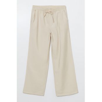 Pantaloni crop cu croiala ampla si talie ajustabila