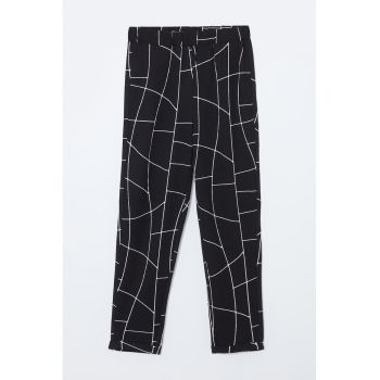 Pantaloni crop cu talie elastica